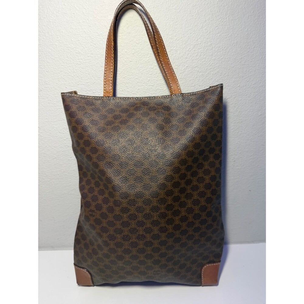 Celine Brown Monogram Tote with Tan Leather Trim - Picture 2 of 16